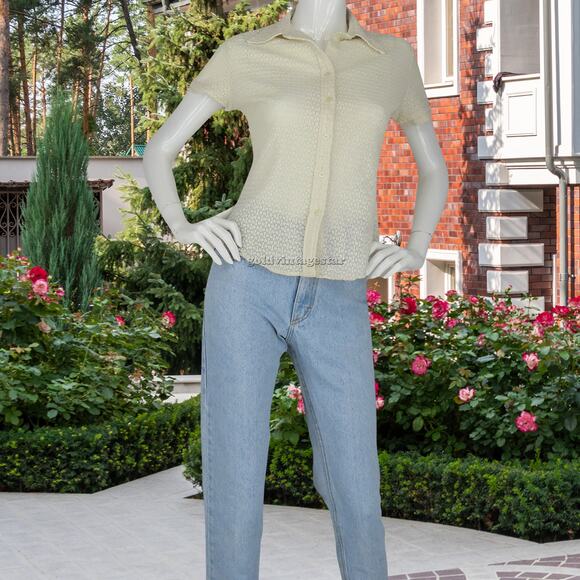 Vintage Guess Lace Mesh Textured Sheer USA Made Top - Picture 6 of 11